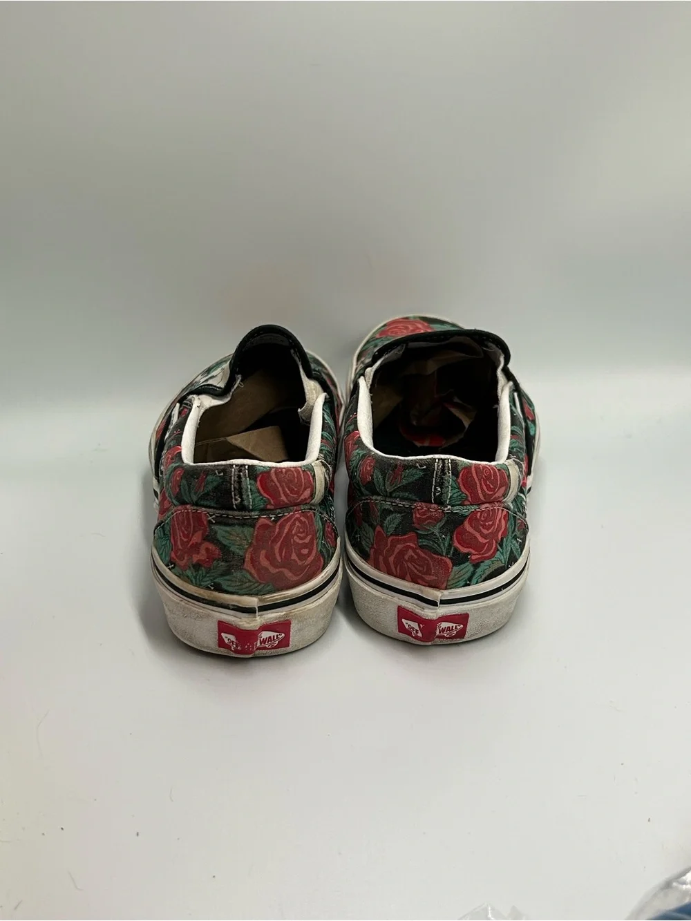 Vans Slip-On Floral Skull Print in Black, Red & Green